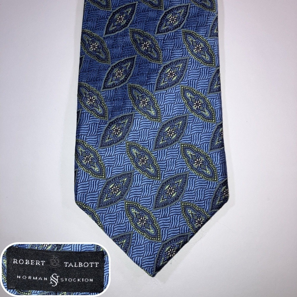 Robert Talbott Best‎ of Class Silk Tie Blue Medallion Neat Handsewn in USA 61"